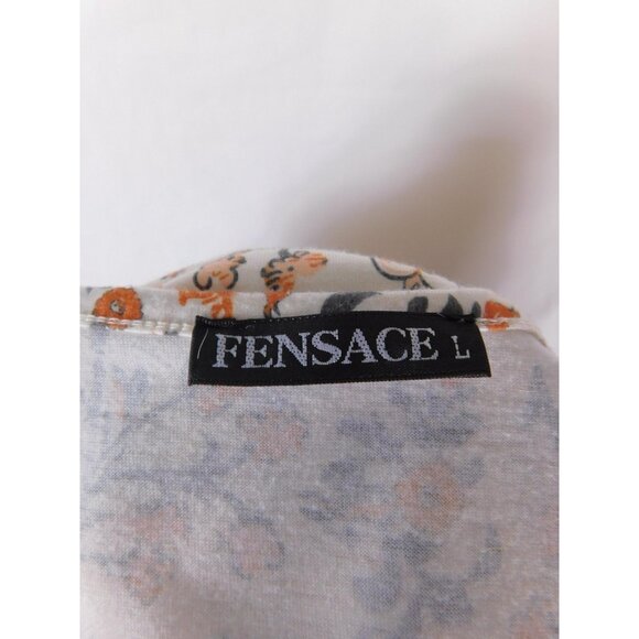 Fensace Large Cream Orange Floral Wrap V-Neck Midi Dress - Picture 9 of 11